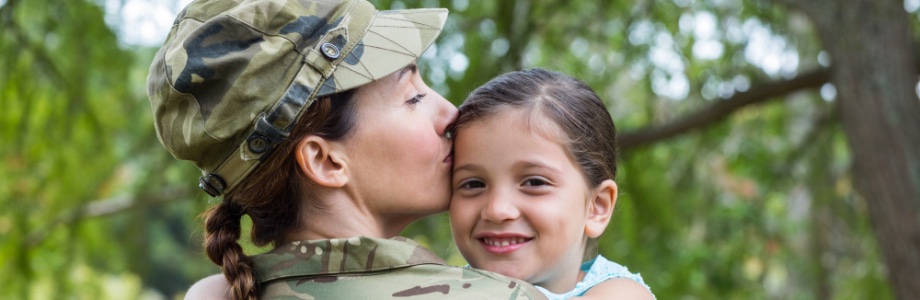 military-child-month photo of military mom and daugther