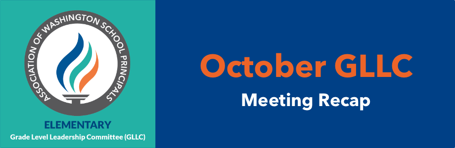an awsp logo over teal background and the words October meeting recap over a blue background