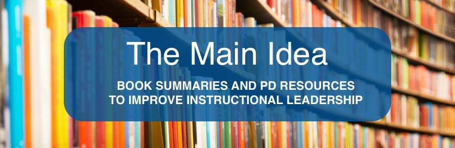 The Main Idea The Main Idea text over a blue rounded rectangle over a background of books