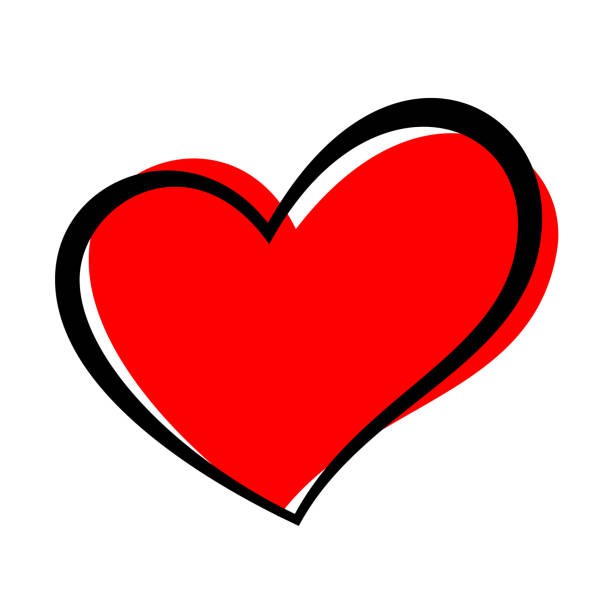 Red heart with black outline
